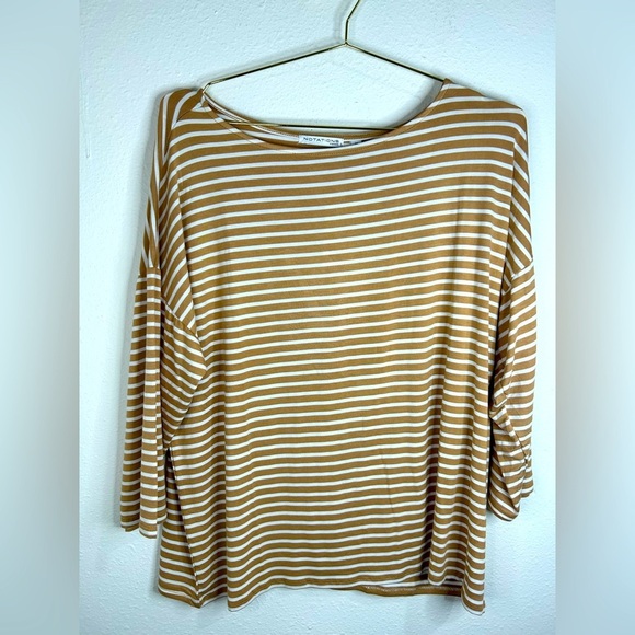 Notations Women’s 1X Striped 3/4 Sleeve Top – Casual, Stretch, Plus Size Comfort - Picture 4 of 7